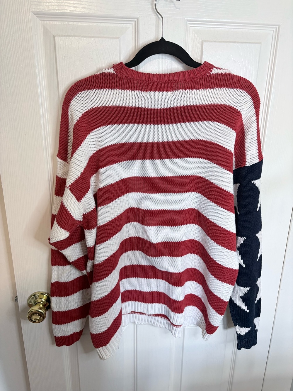 Vintage Perry Ellis America USA Flag Sweater Red White Blue Cotton Knit Unisex - Picture 7 of 9